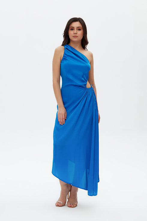 Drape Detailed Cut Out Long Dress